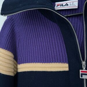 Fila Purple and Tan Zip-Up Sweater